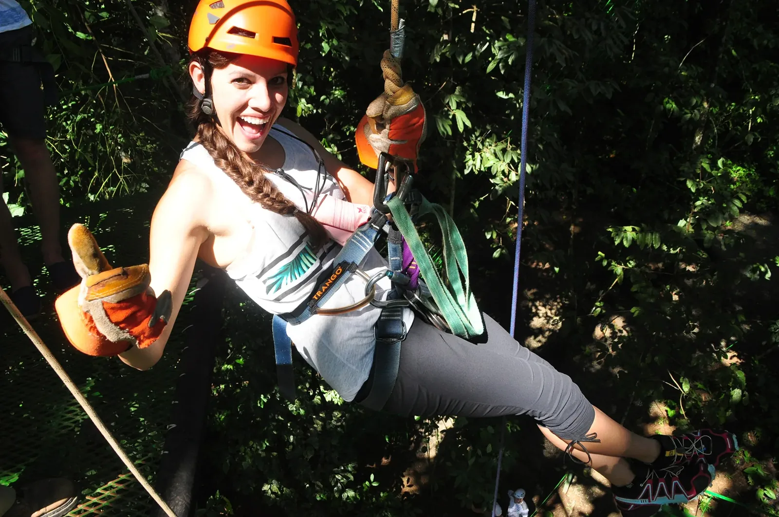 Zipline cable over the rainforest canopy in Costa Rica