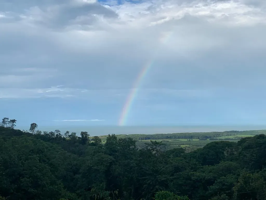 Rainbow over Manuel Antonio on a rainy day