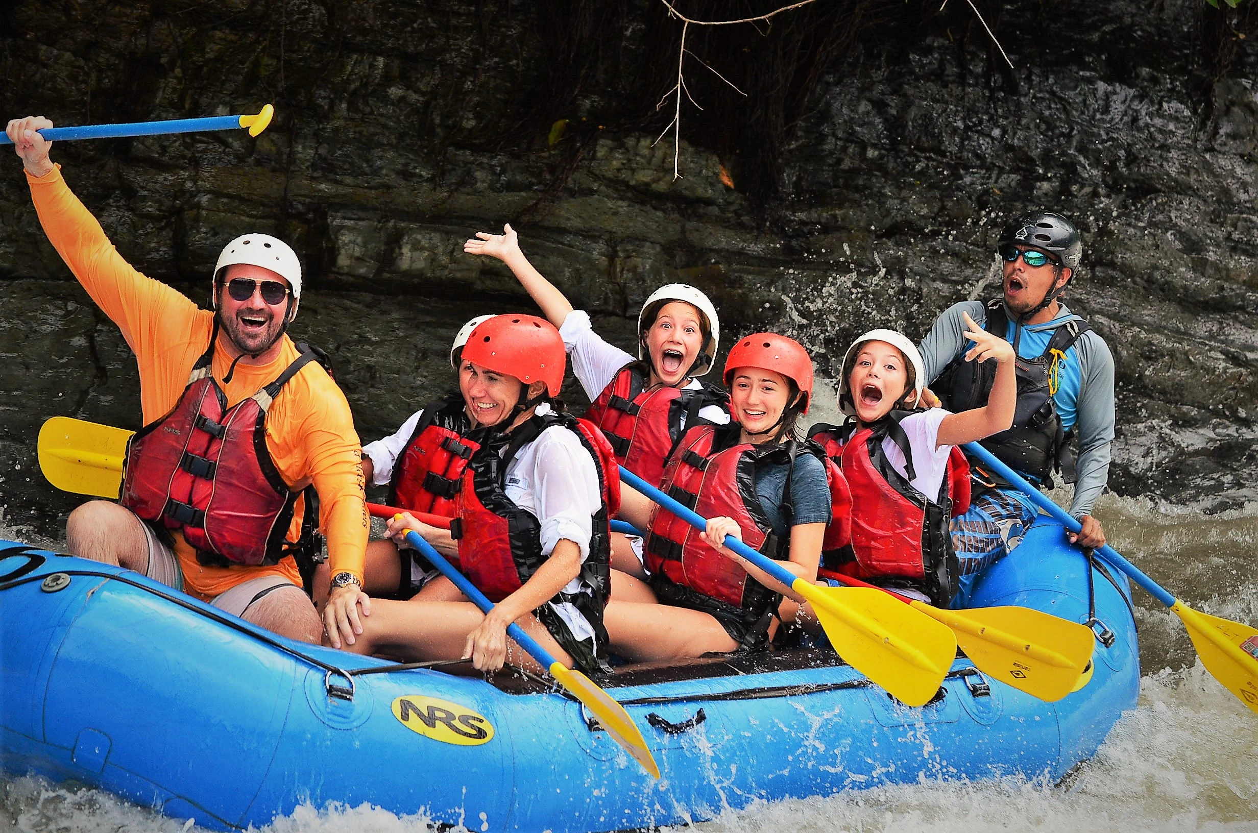 Whitewater raft on the Savegre River surrounded by jungle, Costa Rica